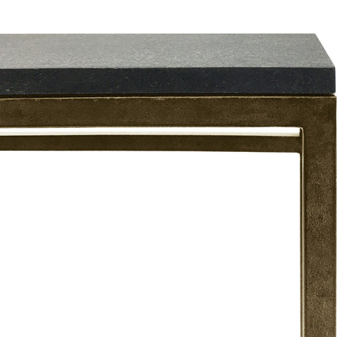 Libra Kirkstone Iron Console Table in Aged Champagne Finish Galaxy Slate Large 140x41x